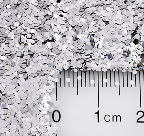 Silver - (.040") - Hexagon Glitter - Solvent Resistant Nail Glitter for Gel, Acrylic, Nail Polish, Nail Art Supplies - Made in The USA - (10 Grams) - Image 2