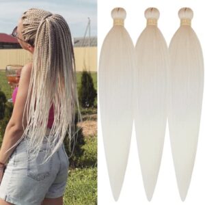 Silver Blonde 24 Inch Pre-Stretched Braiding Hair Extensions for Effortless Braids