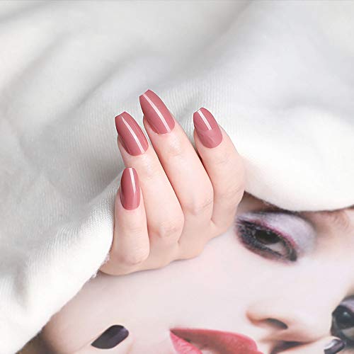 SIUSIO 96 Pcs Colorful Coffin Nails Full Cover Press on UV Top Coat Covered Fall Pure Color Maple Leaf Red Ballet Acrylic Fake Nail Medium Ballerina False Gel Nails Art Tips for Women and Girls (Pink) - Image 3