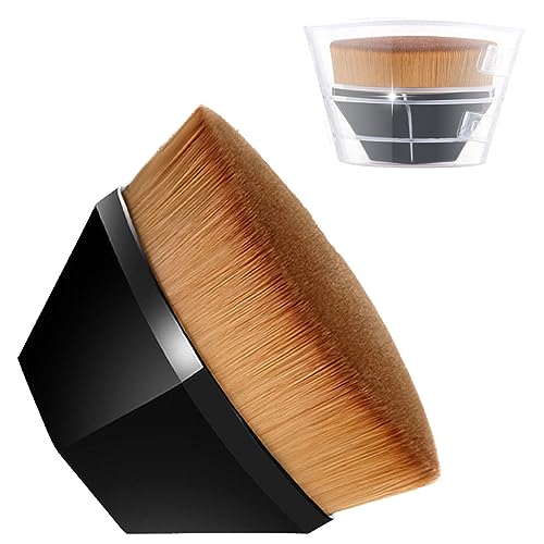 Skinbae Foundation Brush, for Kabuki Face Blush Liquid Powder, Base Makeup Brush for Blending Liquid Cream or Flawless Powder Cosmetics with Portable Case (Black)