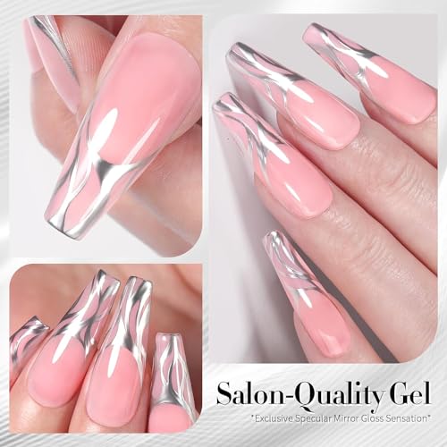 Sliver Metallic Painting Gel Mirror Painted Gel Polish 3D Metal Painting Gel Drawing Mirror Chrome Gel Polish Glossy Soak Off DIY Nail Art Manicure - Image 2