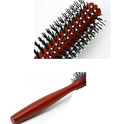 Small Round Wooden Hair Brush with Soft Nylon Bristles and Wood Handle for Curly Hair - Image 5