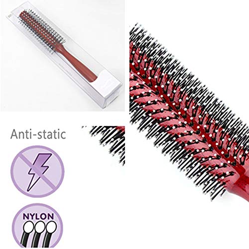 Small Round Wooden Hair Brush with Soft Nylon Bristles and Wood Handle for Curly Hair - Image 4