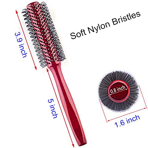 Small Round Wooden Hair Brush with Soft Nylon Bristles and Wood Handle for Curly Hair - Image 3