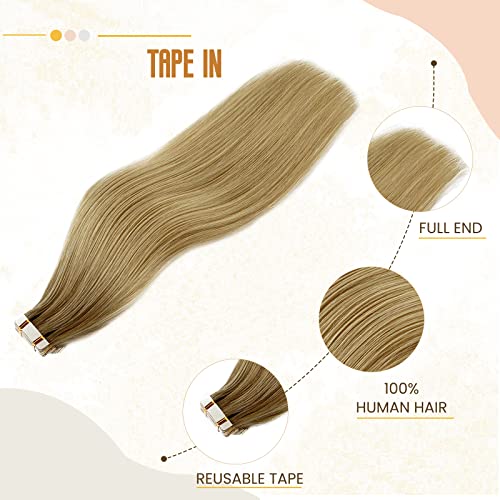 Smavida 20 Inch 9A Brazilian Human Hair Balayage Tape-In Extensions Ash Blonde to Light Blonde Mix - Image 2