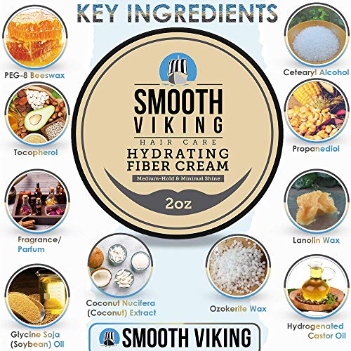 Smooth Viking Hydrating Fiber Cream for Styling and Boar Bristle Beard & Mustache Brush - Image 3