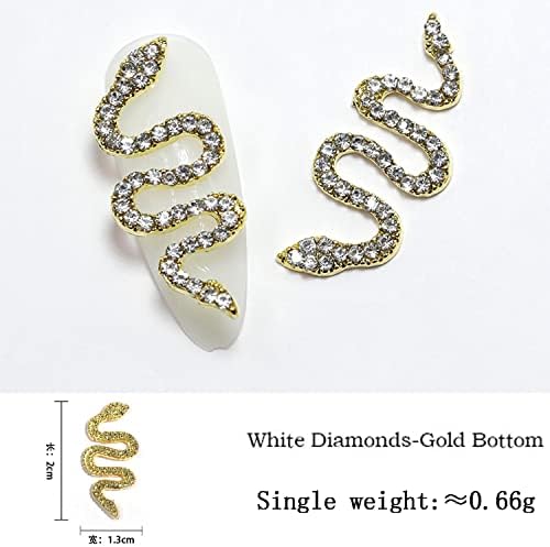 Snake Nail Art Decorations, 3D Nail Art Rhinestone Crystal Nail Diamond, Alloy Big Snake Nail Art Gems Design Decor for Women Girls Manicure Charms Acrylic Supplies, DIY Nail Art Jewelry Accessories - Image 6