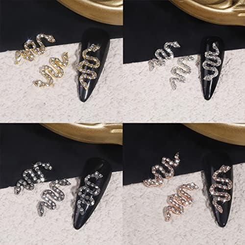 Snake Nail Art Decorations, 3D Nail Art Rhinestone Crystal Nail Diamond, Alloy Big Snake Nail Art Gems Design Decor for Women Girls Manicure Charms Acrylic Supplies, DIY Nail Art Jewelry Accessories - Image 5