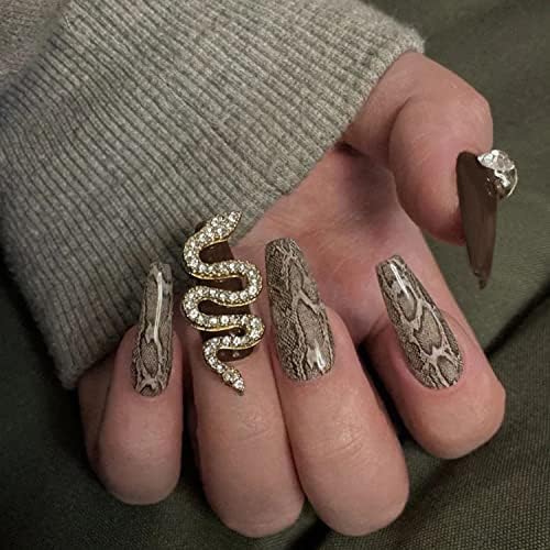 Snake Nail Art Decorations, 3D Nail Art Rhinestone Crystal Nail Diamond, Alloy Big Snake Nail Art Gems Design Decor for Women Girls Manicure Charms Acrylic Supplies, DIY Nail Art Jewelry Accessories - Image 2