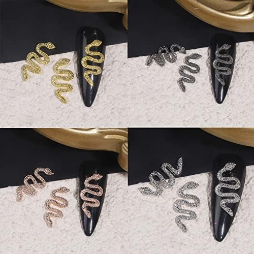 Snake Nail Art Decorations, 3D Nail Art Rhinestone Crystal Nail Diamond, Alloy Big Snake Nail Art Gems Design Decor for Women Girls Manicure Charms Acrylic Supplies, DIY Nail Art Jewelry Accessories - Image 4