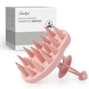 Sndyi Pink Silicone Scalp Massager Brush for Gentle Hair Washing and Dandruff Relief