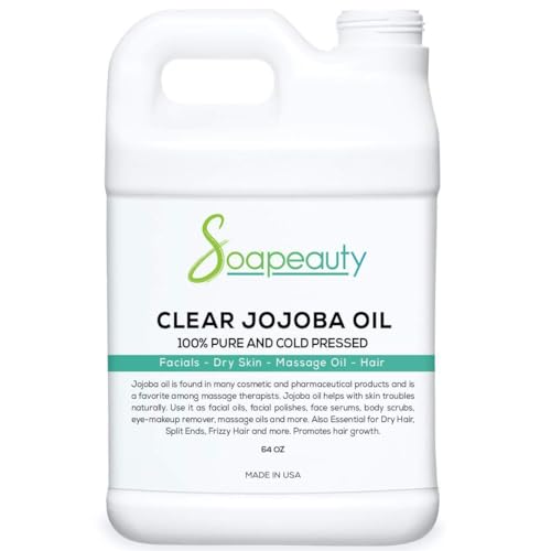Soapeauty Clear Jojoba Oil | 100% Pure & Natural | Refined, Cold Pressed, Hexane Free | Moisturizing Oil for Skin, Face, Hair & Nails | 64 fl oz