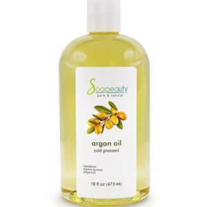 Soapeauty Cold Pressed Refined ARGAN OIL | 100% Natural & Pure | Carrier for Essential Oils, Argan Oil for Skin, Argan Oil for Hair Growth & Moisturizer | 16 fl oz