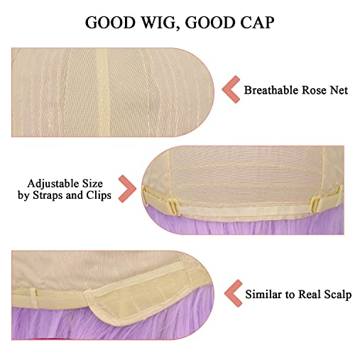 SOFEIYAN 11 Inch Lavender Purple Short Straight Bob Wig with Bangs, Ready-to-Wear for Daily Use - Image 6