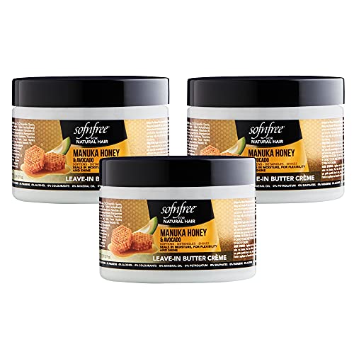 Sofn’free Leave-In Conditioner with Manuka Honey & Avocado Natural Hair Butter and Hair Moisturizer for Coily & Curly Hair - 11 Fl Oz (Pack of 3)