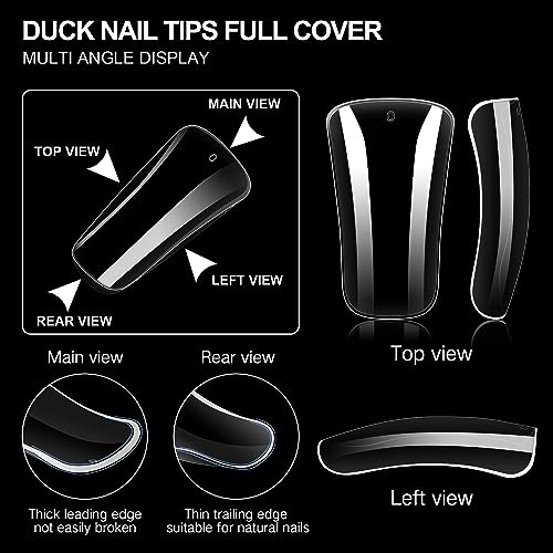 Soft Gel Duck Full Cover Nail Tips for Acrylic Nails Professional,120PCS Clear & 120PCS White - Image 4