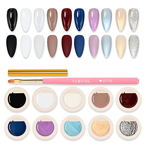Solid Gel Nail Polish for Nails Art Kit, 10 Colors Nude Cream Pudding Gel Polish Set, DIY Nail Art Design Manicure Gel Polish for Home and Professional DIY Nail Art Salon (Classic)