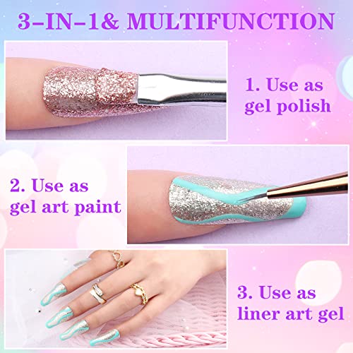 Solid Gel Polish 3Pcs 3 in 1 Colors Pudding Cream Gel Nail Polish Set Soak Off LED UV Solid Nail Polish with Brushes for Nail Art Design DIY Salon Nude Pink Solid Cream Gel Nail Polish - Image 6