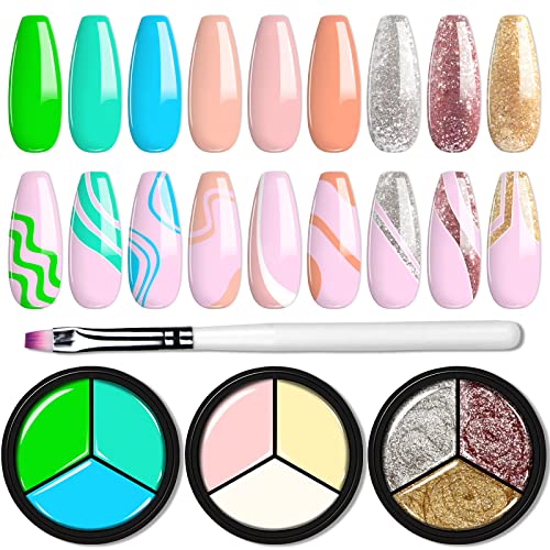 Solid Gel Polish 3Pcs 3 in 1 Colors Pudding Cream Gel Nail Polish Set Soak Off LED UV Solid Nail Polish with Brushes for Nail Art Design DIY Salon Nude Pink Solid Cream Gel Nail Polish