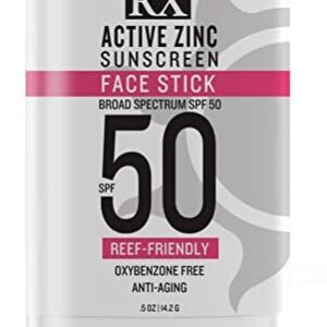 SolRX MINERAL SPF 50 Sunscreen Stick for Face - Zinc Oxide Sunsceen Stick, Clear, Non-Greasy
