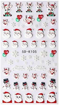 Sparkling 5D Resin Christmas Nail Art Stickers - Snowflakes, Santa, Snowman, Festive Designs