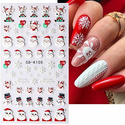 Sparkling 5D Resin Christmas Nail Art Stickers - Snowflakes, Santa, Snowman, Festive Designs - Image 2