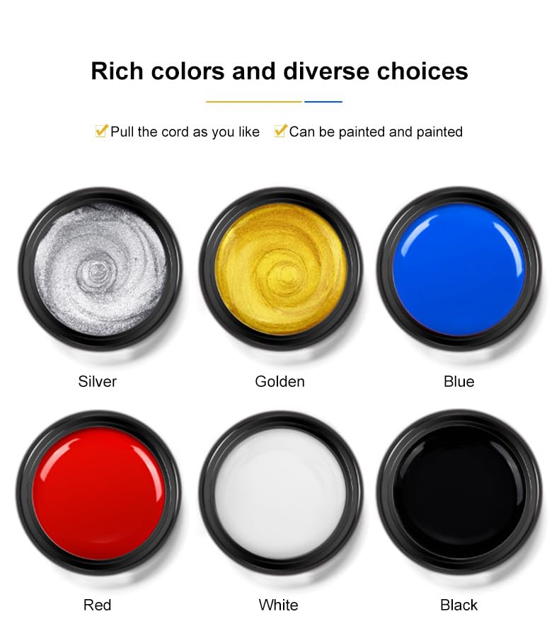 Spider Gel, 6 Colors Gel Nail Polish, Gel Liner Nail Art Polish, Nail Art Wire Drawing Gel for Line, Nail Art Soak off UV LED Gel Nail Art, Nail Design, DIY at Home (sliver) - Image 3