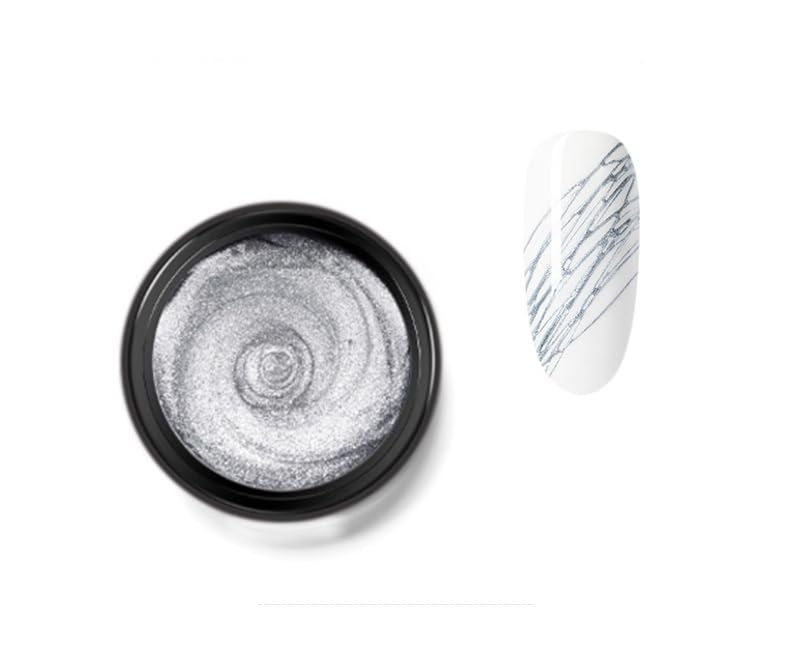 Spider Gel, 6 Colors Gel Nail Polish, Gel Liner Nail Art Polish, Nail Art Wire Drawing Gel for Line, Nail Art Soak off UV LED Gel Nail Art, Nail Design, DIY at Home (sliver)