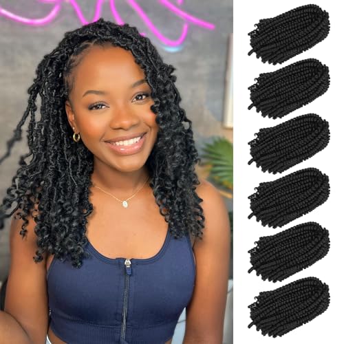 Spring Twist Crochet Hair 8 Inch 6 Packs Synthetic Braiding Extensions 90 Strands