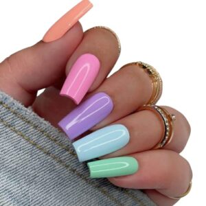 Square Long | Gel Nail Tips | NABulous Nails | Soft Gel Nail Tips | Full Cover & Pre-shaped | False Press On Nail Extensions | Artificial Nails for Nail Salons & DIY (Square Long)