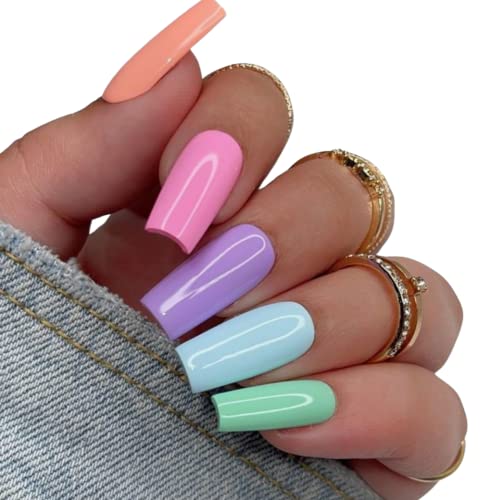 Square Long | Gel Nail Tips | NABulous Nails | Soft Gel Nail Tips | Full Cover & Pre-shaped | False Press On Nail Extensions | Artificial Nails for Nail Salons & DIY (Square Long)