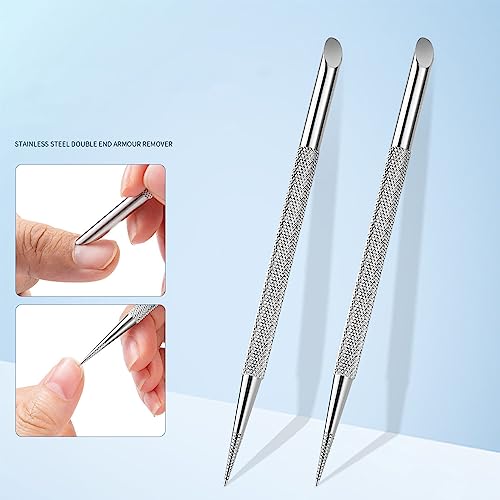 Stainless Steel Cuticle Pusher Nail Dotting Pen Nail Care Tool Double Ended Manicure Stick Cuticle Remover Cleaner Cuticle Pusher Wooden Cuticle Pusher Sticks Glass Cuticle Pusher And File Kit - Image 8