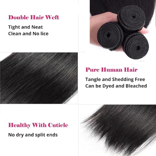 Straight Bundles Human Hair 4 Bundles 22 24 26 28 Inches Brazilian Virgin Hair 100% Unprocessed Straight Human Hair Bundles Natural Black Color Hair Extensions For Women - Image 3