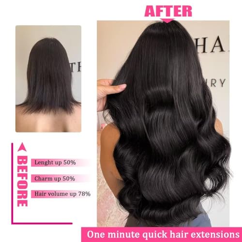 Straight Clip in Hair Extensions Real Human Hair 100% Remy Virgin Human Hair Clip ins Extensions Clip-in Hair Extensions for Women Double Weft Soft Hair No Tangles (18 Inch #1 Jet Black) - Image 2