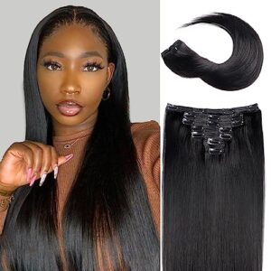 12 Inch 100g Seamless Clip-in Real Human Hair Extensions 7 Pieces Natural Black #1B
