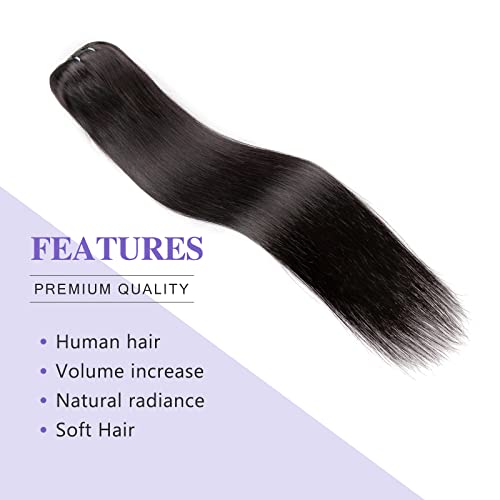 Straight Human Hair Clip in Hair Extensions 100% Unprocessed Full Head Brazilian Virgin Hair Natural Black Color,Double Wefts,8/Pcs with 18Clips,130Gram (18 Inch) - Image 5