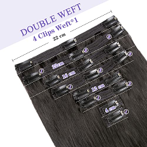 Straight Human Hair Clip in Hair Extensions 100% Unprocessed Full Head Brazilian Virgin Hair Natural Black Color,Double Wefts,8/Pcs with 18Clips,130Gram (18 Inch) - Image 3