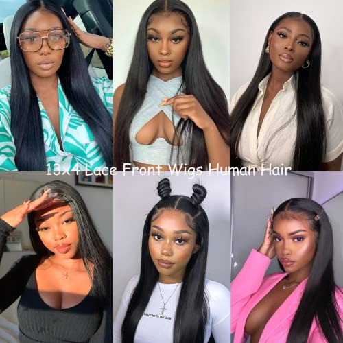 Straight Lace Front Wigs Human Hair 13x4 HD Transparent Lace Frontal Wigs for Black Women Brazilian Virgin Hair with Baby Hair Pre Plucked 150% Density Natural Color 18 Inch - Image 5