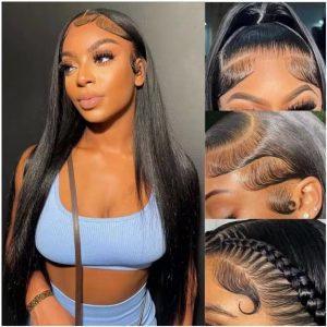 Straight Lace Front Wigs Human Hair 13x4 HD Transparent Lace Frontal Wigs Human Hair Pre Plucked with Baby Hair 180% Density Glueless Brazilian Virgin Human Hair wigs for Women 20 inch