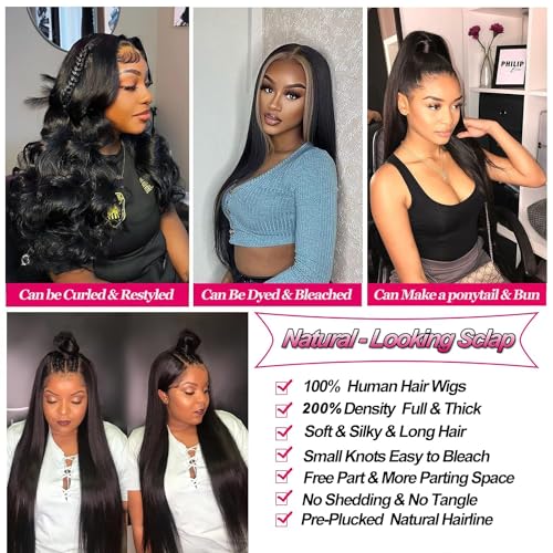 Straight Lace Front Wigs Human Hair Pre Plucked 13x4 HD Transparent Lace Frontal Wigs Human Hair Natural Hairline 200% Density Glueless Brazilian Virgin Human Hair Wigs for Women 26 Inch - Image 6