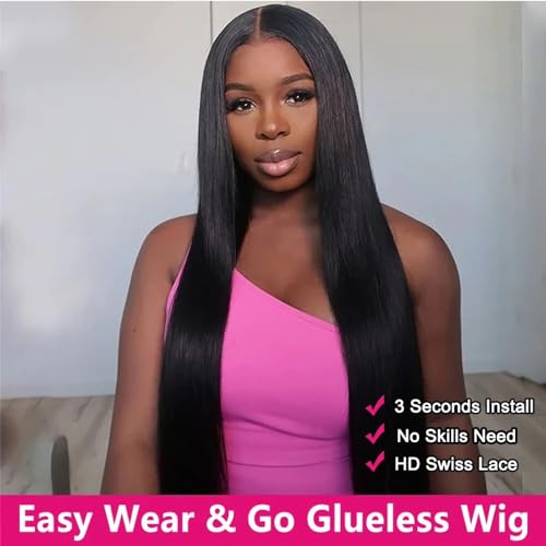 Straight Lace Front Wigs Human Hair Pre Plucked 13x4 HD Transparent Lace Frontal Wigs Human Hair Natural Hairline 200% Density Glueless Brazilian Virgin Human Hair Wigs for Women 26 Inch - Image 3