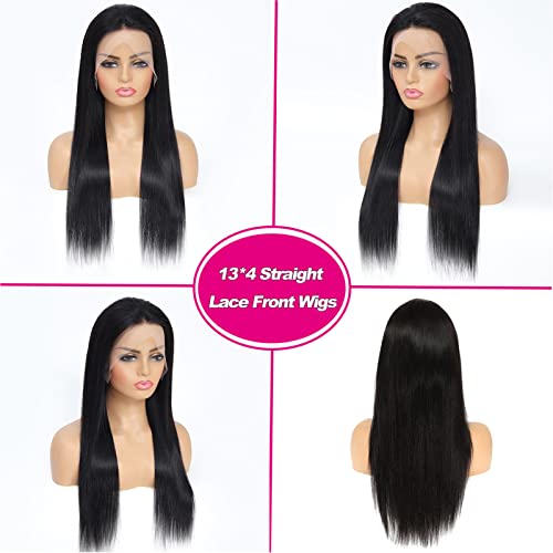 Straight Lace Front Wigs Human Hair Pre Plucked 13x4 HD Transparent Lace Frontal Wigs Human Hair Natural Hairline 200% Density Glueless Brazilian Virgin Human Hair Wigs for Women 26 Inch - Image 8