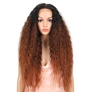 Style Icon Easy-360 Lace Wigs 29” Free Part Lace Front Wigs Synthetic Wigs Ombre Reddish Lace Wig Density 130%(29", TAT1B/33D/130E)