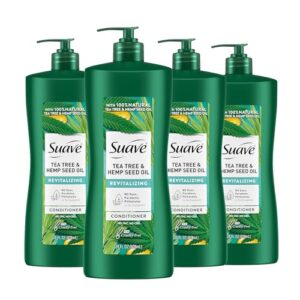 Suave Natural Tea Tree & Hemp Seed Oil Conditioner, Revitalizing and purifing Hair & Scalp, No Parabens, No Phthalates, 28 oz Pack of 4