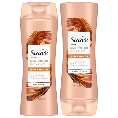 Suave Silk Protein Shampoo and Conditioner Duo, 12.6 Oz Each, 48 Hour Frizz Control