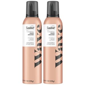 Suave Simply Styled Wave Mousse – Hair Mousse for Curly Hair, Wavy Styles, Anti-Frizz Hair Styling Products for Flexible, Crunch-Free Curls & Waves, 7 oz (Pack of 2)