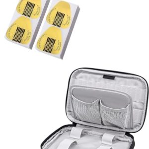 Subay 200Pcs Professional Long Nail Forms for Acrylic Nails with Nail Drill Bits Holder