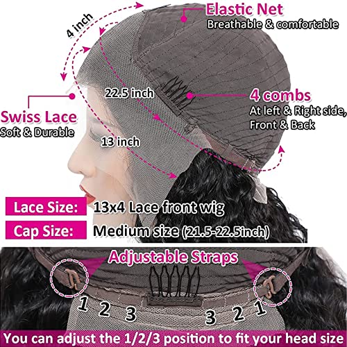 SuCoo 20 Inch Deep Wave Lace Front Wigs Human Hair Pre Plucked with Baby Hair Brazilian Curly Virgin Human Hair Glueless 13x4 HD Transparent Lace Frontal Wigs for Women 150 Density - Image 6