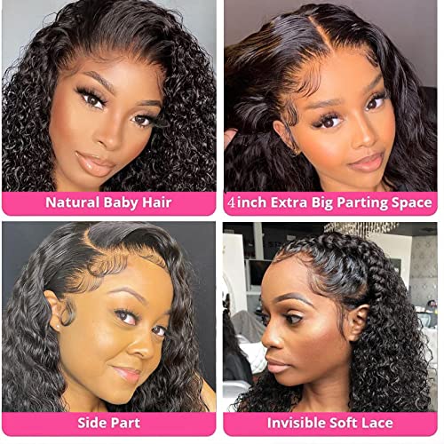 SuCoo 20 Inch Deep Wave Lace Front Wigs Human Hair Pre Plucked with Baby Hair Brazilian Curly Virgin Human Hair Glueless 13x4 HD Transparent Lace Frontal Wigs for Women 150 Density - Image 5