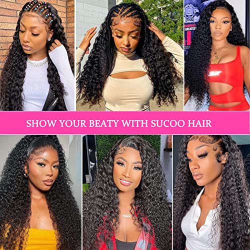 SuCoo 20 Inch Deep Wave Lace Front Wigs Human Hair Pre Plucked with Baby Hair Brazilian Curly Virgin Human Hair Glueless 13x4 HD Transparent Lace Frontal Wigs for Women 150 Density - Image 7